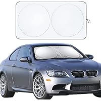 EcoNour Durable 240T Material Car Windshield Sun Shade with Storage Pouch (64 x 32 Inch)