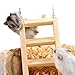 YPBEW Natural Wood Ladder Toy with Hooks Climbing Bridge for Ferrets Chinchillas Small Rabbits Easy Connection to Wire Cage Hamster Wood Bridge