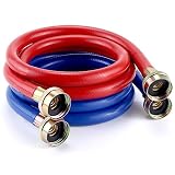 Washer Hoses 4FT,Rubber Washing Machine Hoses 3/4 Washer Machine Hoses 2 packs,Burst Proof Water Supply Lines...