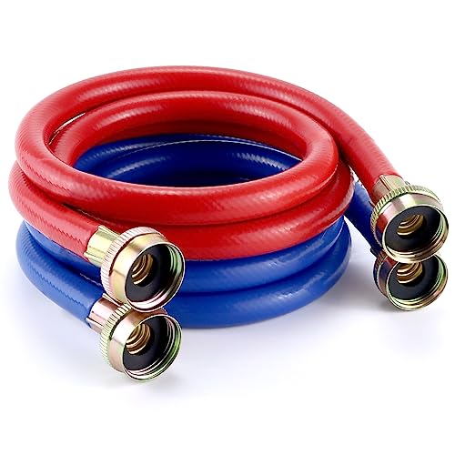 Washer Hoses 4FT,Rubber Washing Machine Hoses 3/4 Washer Machine Hoses 2 packs,Burst Proof Water Supply Lines ​for Hot and Cold Washer Water Hoses,Universal for All Standard Wash Machines-by MIFLUS by MIFLUS - Used condition - US$15.26