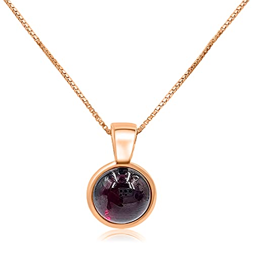 Real 8mm garnet Bezel Pendant Chain...