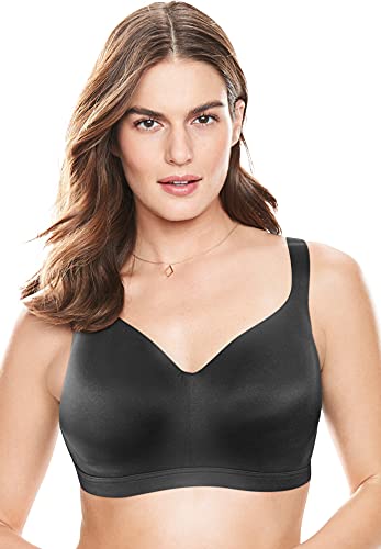 Catherines Women's Plus Size Solid Full-Coverage Smooth No-Wire Bra - 50 Ddd, Black #TOP22