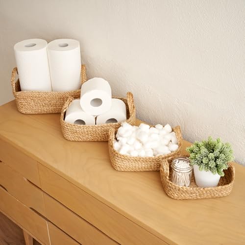 Beautiful Storage Basket Set of 4 - Natural Jute Rope Baskets for Shelves Are Perfect for Organizing Your Home - Quality Storage Bins Easily Fit With Any Nursery or Bedroom Decor by KIBAGA - Image 2