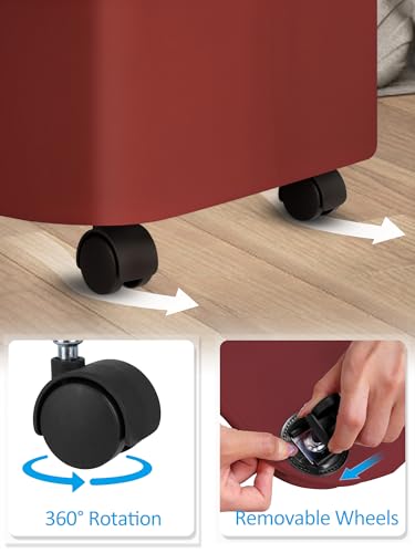 Image of efluky Laundry Basket with Wheels, Tall Rolling Laundry Hamper with Lid and Removable Bag, Aesthetic Dirty Clothes Hamper on Wheels for Laundry Room, Bedroom, Dorm and Bathroom, 100L Rose Red