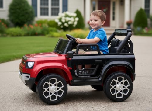 Image of 4X4 Defender Heavy Duty 12V Electric Ride On for Kids with Remote Control 1-7Yrs Car Battery Operated Ride On (Metallic Red)