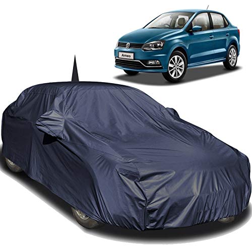 Image of Autofact Car Body Cover Compatible for Volkswagen Ameo with Mirror and Antenna Pockets (Navy Blue)