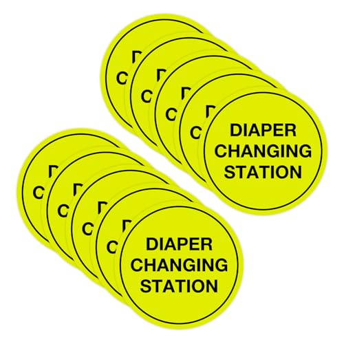 Signs ByLITA Circle Diaper Changing Station Sign (Yellow/Black) - Large - (10 Pack)