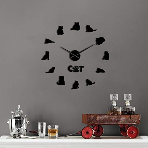 HERWS Pendules Murales Stickers Muraux en Bois D'Horloge Murale De Bricolage À Quartz Silencieux pour La Décoration De La Maison De Salon