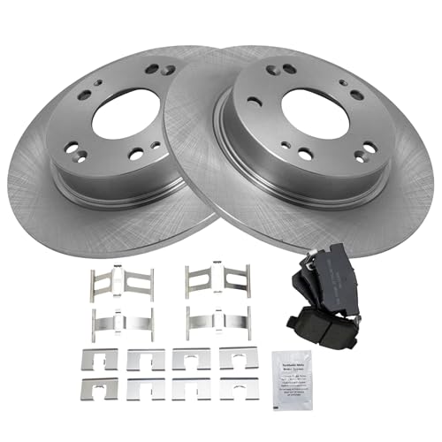 Image of TRQ Rear Brake Pad and Rotor Set Semi Metallic Solid Rotors