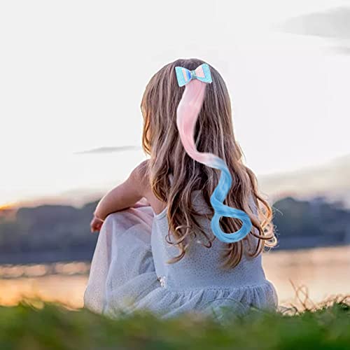 6 Pieces Unicorn Bows Hair Clips Hair Extension For Girls Colorful Bow Hair Clips Wigs Cute Unicorn Hair Braided Extension Barrettes For Kids Girls Toddler Princess Costume Dress Up Hair Accessories #TOP6