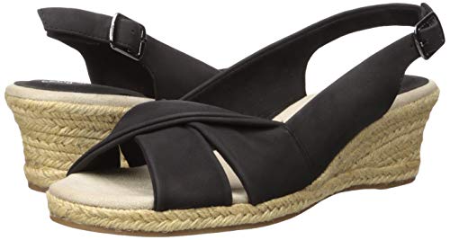 Easy Street Women's Maureen Espadrille Slingback Sandal Wedge, Black, 9 M US - Thumbnail 7