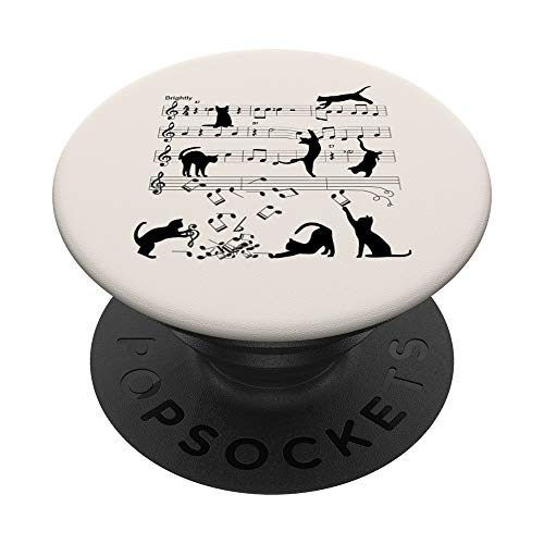 Musician Cat Playing Music Notes Piano Note Clef Cats Funny PopSockets PopGrip - Support et Grip pour Smartphone/Tablette avec un Top Interchangeable
