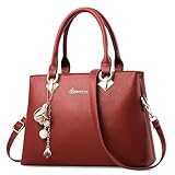 Design Élégant & Polyvalent：Sac à main femme élégant avec poignée solide et pendentif chic, parfait pour compléter un look professionnel ou décontracté. Ce sac à main en cuir PU peut être utilisé comme sac cabas femme, tote bag femme, sac de travail ...