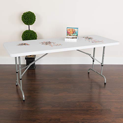 Flash Furniture 6-Foot Height Adjustable Granite White Plastic Folding Table #TOP29