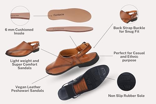 Image of FENTACIA Faux Leather Ethnic Sandals for Men