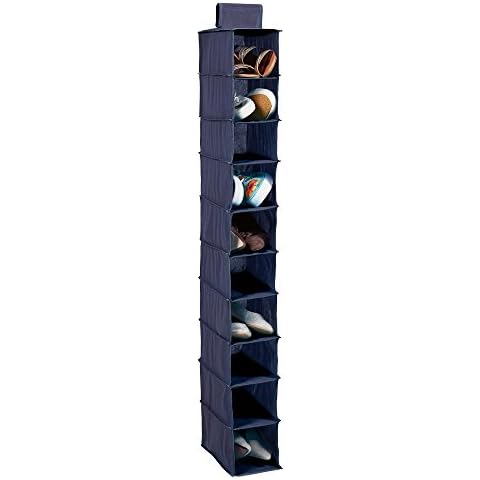 H & L Russel 10 Pocket Wardrobe Hanging Shoe Organiser, Fabric, Blue, 30x25x5 cm Cover