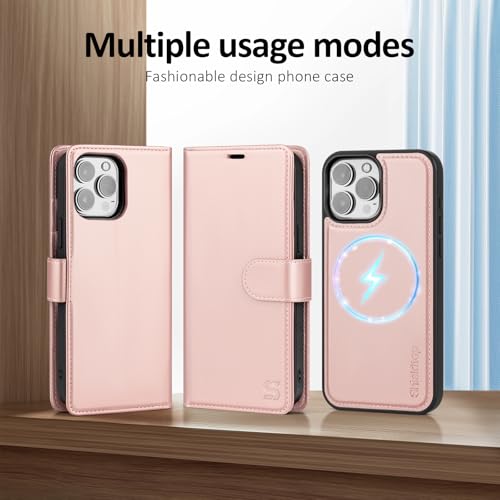 Shieldtop Compatible with Magsafe Magnetic 2 in 1 Detachable iPhone 15 Pro Wallet Case with Card Holder Credit Slots Men Women,PU Leather RFID Blocking Flip Kickstand for Apple 15 Pro 6.1",Rose Gold by Shieldtop - Image 6