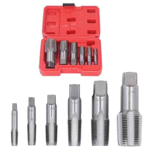 6Pcs Pipe Tap Set, Carbon Steel Threading Taps Tool Kit with...