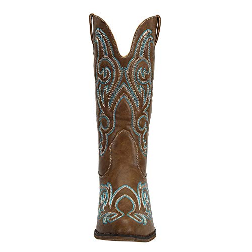 Shesole Ladies Cowboy Boots For Women Wide Calf Fashion Western Cowgirl Boots Pointy Toe Brown Size 8 #TOP1