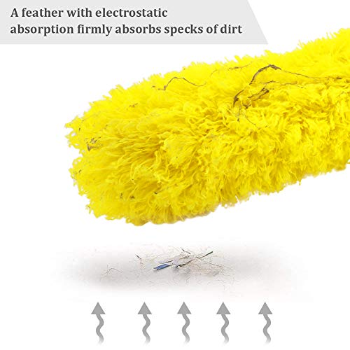 Image of DELUX Microfiber Feather Duster Extendable Cobweb Duster with 100 inches Extra Long Pole, Bendable Head & Scratch-Resistant Hat for Cleaning Ceiling Fan, High Ceiling, Blinds, Furniture & Cars