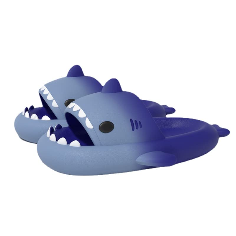Summer Cute Shark Boys Girl Slippers，Shower Anti-Slip Novelty Open Toe Slides Lightweight Sole Sandals Casual Beach Shoes (8,cyan,8)