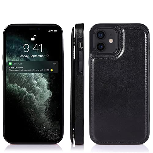 Coque en cuir pour iPhone XR noir élégant style business avec fentes cartes premium
