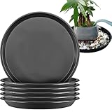 6-Pack Plant Saucers, 16 Inch (40cm) Black Round Heavy-Duty Plant Trays, Large Waterproof Drip Catcher, Plastic Plant Drip Trays for Indoor/Outdoor Plants. (14-inch (36cm) Base)