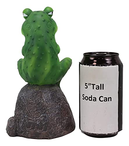 Estatua Decorativa Rana Grosera Sobre Roca Verde miniatura 6