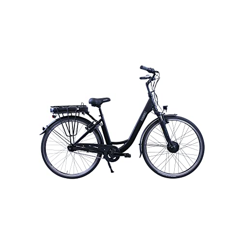 HAWK eCity Wave Black E-Bike Herren & Damen 250W I Stadtrad mit leichtem Aluminiumrahmen I E Bike Herren 28 Zoll mit Shimano 7 Gang Nabenschaltung