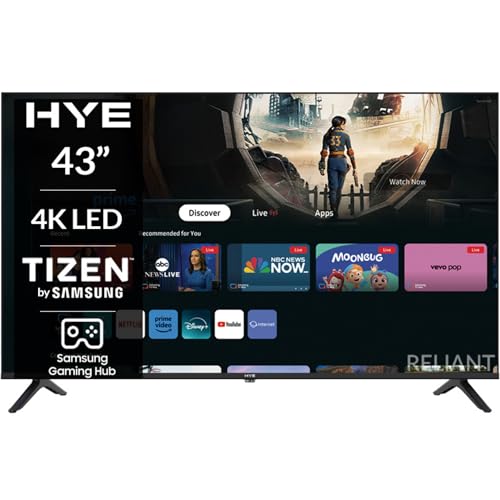HYE 43 Inch TV Frameless Slim 4K UHD LED Tizen Smart Display With Wi-Fi, Bluetooth, HDMI & USB – Stylish Smart Television for Bedroom or Living Room – 43″ TV 43UHDS2008 [2025]