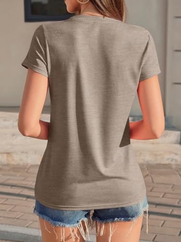 Image of UNCLECAT Womens Short Sleeve Tops Summer Basic T Shirts Crewneck Causal Tee | Solid Color, Trendy Fashion Clothes, Casual Basic Tee