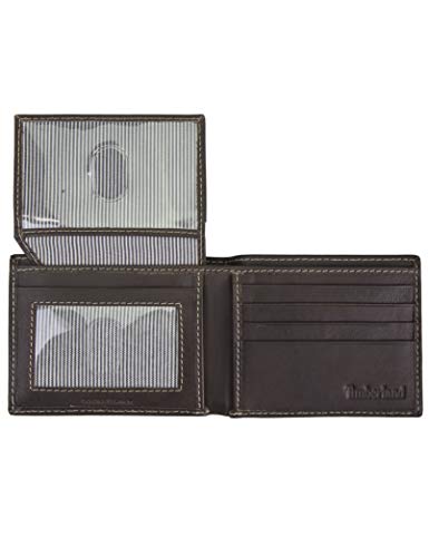 Timberland Men's Leather Wallet With Attached Flip Pocket, Brown (Cloudy), One Size #TOP3