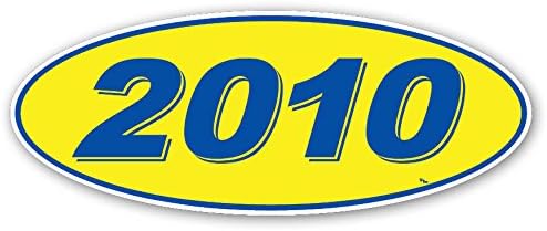 Pegatinas ovaladas para ventana de año modelo (números azules sobre amarillo) (12 por paquete) (2010)