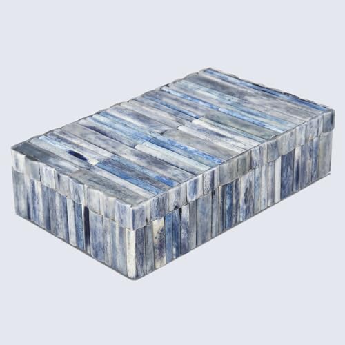 Image of Handicrafts Home Decorative Box - Handmade Jewelry Organizer Box with Lid - Keepsake Box for Home Decor, Jewelry, Accessories, Collectibles - Modern Wooden Storage Box - Ocean, 8X5X2 inch