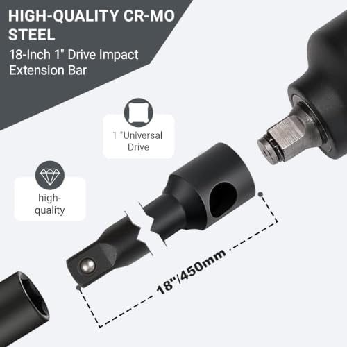 1 Inch Drive Extension,18-Inch Length 1" Impact Extension Bar,18" Long Socket Wrench Extender,Cr-Mo Steel — 사진 3