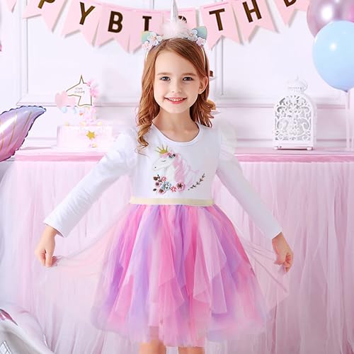 VIKITA Girls Dresses Winter Long Sleeve Party Tutu Dresses for Girls 3-12 Years3