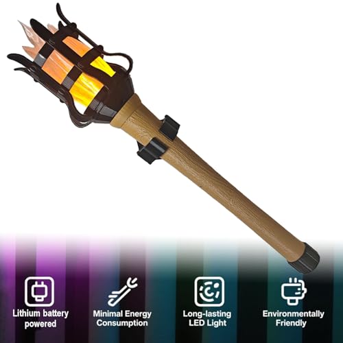 TCGADVN Medieval Handheld Torch Prop LED Light,Realistic Flame Torch for Games Sports Competitions Themed Party,Resin Lampshade and Retro Handle for Halloween, Mardi Gras, Game Party by TCGADVN - Image 4