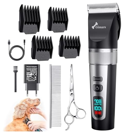 Gimars maquina cortar pelo perros mejorada con 7000 rpm para pelaje grueso, cortapelos perros silenciosa y recargable, maquina de cortar pelo para perros inalámbrica con set de tijeras