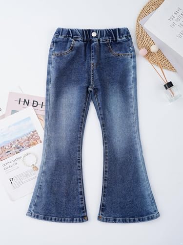 JEATHA Girl's Flare Jeans Classic Washed Distressed High Waist Bell Bottom Pants Denim Trousers Casual Wear3