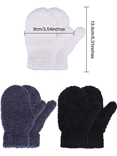 Satinior 3 Pairs Toddler Magic Stretch Mittens Little Girls Soft Knit Mitten Baby Boys Winter Knitted Gloves #TOP5