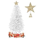 Decoraciones navideñas perfectas: el árbol de Navidad blanco artificial ayudará a decorar su casa como un castillo de hielo de ensueño, le brinda un ambiente navideño de cuento de hadas. Las ramas son gruesas y llenas, parece un verdadero árbol de Navidad cubierto de copos de nieve blancos.