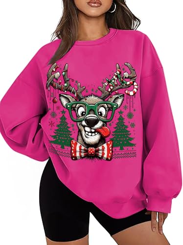 Ugly Christmas Sweatshirts Women Oversized Funny Reindeer Graphic Sweater 6 Ugly Christmas Sweatshirts Women Oversized Funny Reindeer Graphic Sweater - Image 7