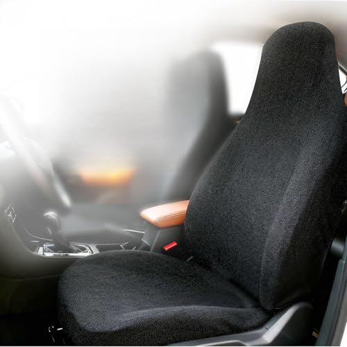 Universal Car Seat Cover Towel, Waterproof Washable Sweat Protection for Front Bucket Seats, Non-Slip Fit, Fits Cars SUVs Trucks, Ideal for Gym, Kids, Pets, Outdoor Sports, Travel (Black, 1 Pack)