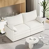 Vesgantti 74' Loveseat Sofa for Living Room, Comfy Cloud Couch Deep Seat Chenille Modern 2 Seater Small Sofa with Armrest Pillow, Easy Assembly for Small Spaces, Snow White