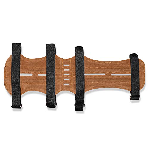 Universe Archery Leather Arm Guards | Bow Arm Protector 4 Strap Archery Guard | High-Grade Adjustable Leather Armguard | Hunting Accessories & Archery (Brown) #TOP1