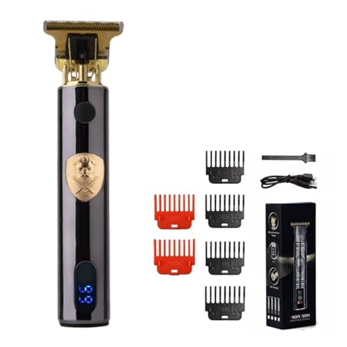 Razors T9 USB Electric Barber Rechargeable New Barber Men's Razor Hair Clipper Professional Mega Zero Finishing Machine Ceramic Shaver(LCD ABS Black)