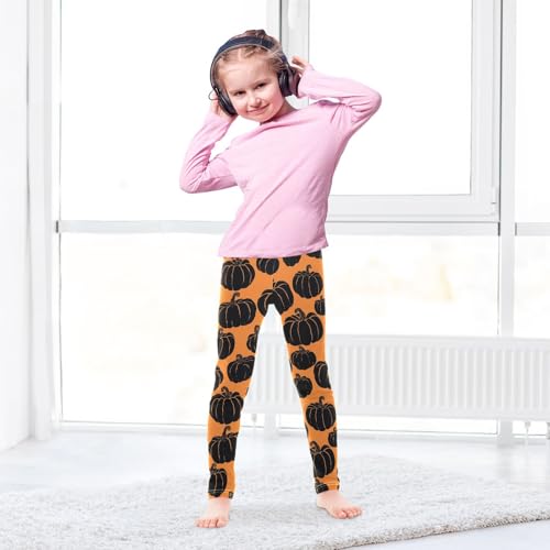 Black Pumpkin Silhouette Girls Leggings Soft Stretch Workout Yoga Dance Pants for Kids Casual Tights4