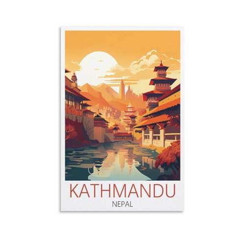 EKMCL Plaques métalliques vintage Katmandou Népal - Décoration murale - Affiche en métal - 15 x 30 cm