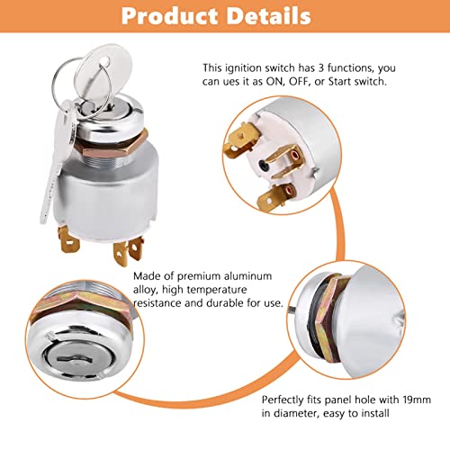 Ignition Switch, 12V Universal Car Tractor Marine mini 3 Position Boat ON OFF Start Ignition Starter switch Switches with key Waterproof Controls W/ 2 dumper Keys SPB501 for engine - Image 5