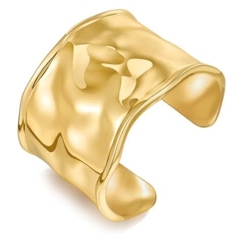 WOWORAMA Hammered Chunky Cuff Bracelets for Women Extra Wide Chunky Open Cuff Bangles Exaggerated Statement Gold Bracelet Boho Solid Thick Wrist Arm Cuff Bracelet Cover